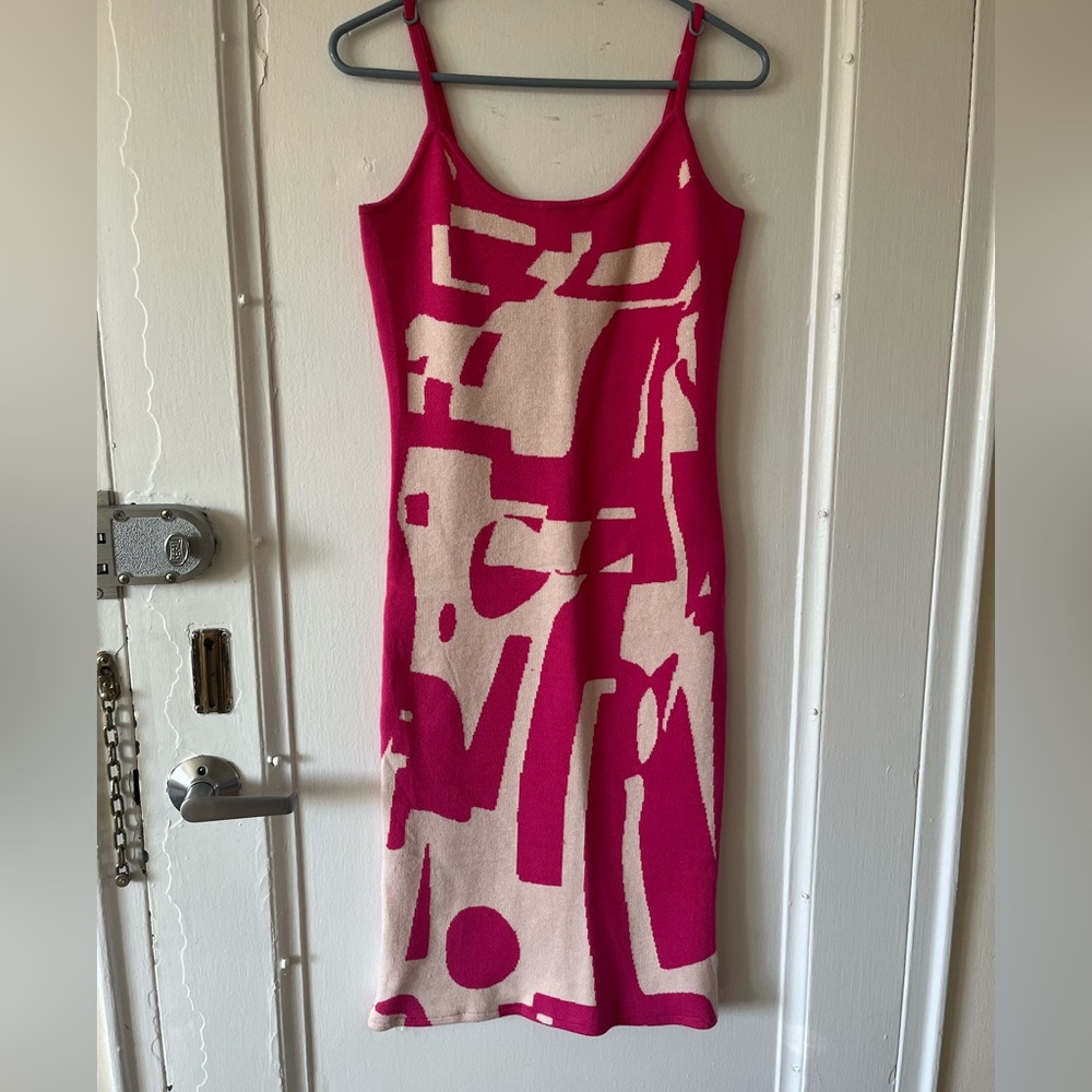 Thick knit abstract midi dress